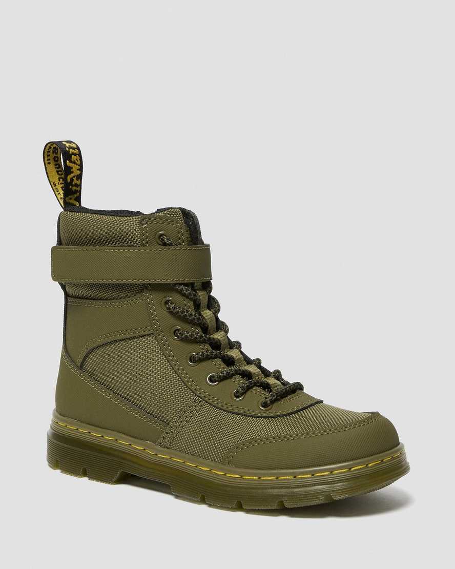 botas casuales dr martens combs tech para niños en color oliva