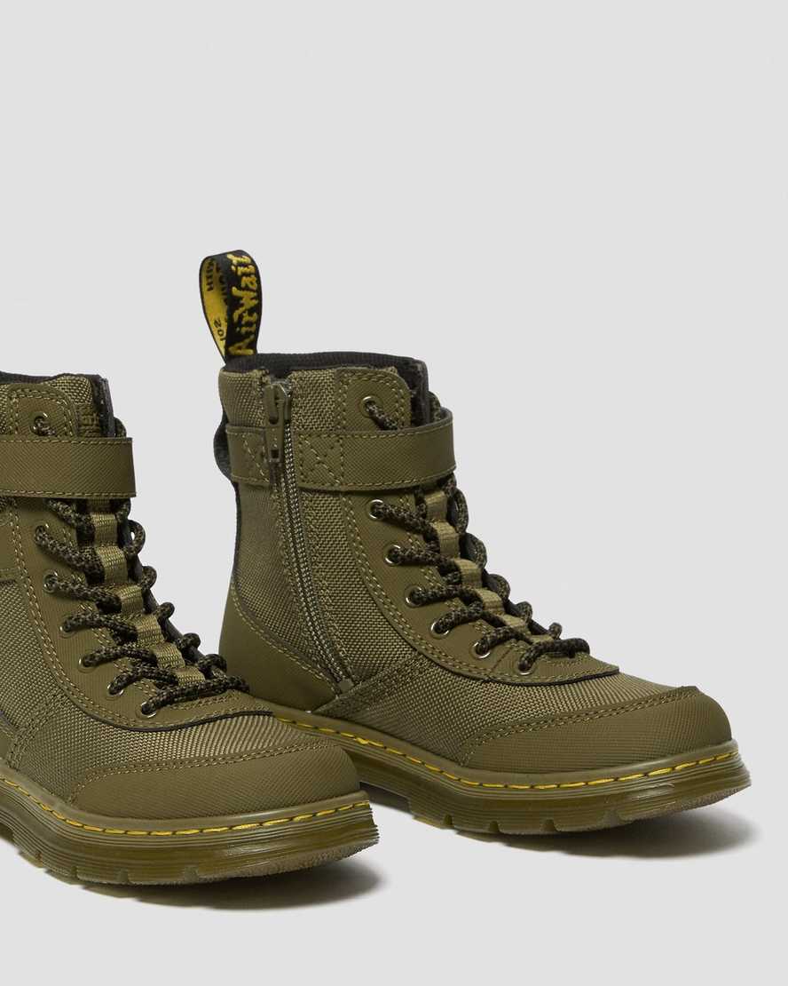 botas casuales dr martens combs tech para niños en color oliva