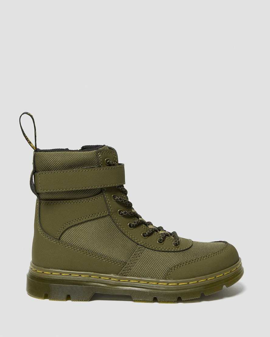 botas casuales dr martens combs tech para niños en color oliva