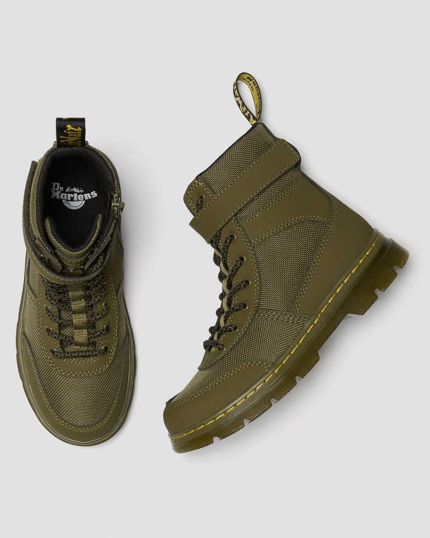 botas casuales dr martens combs tech para niños en color oliva