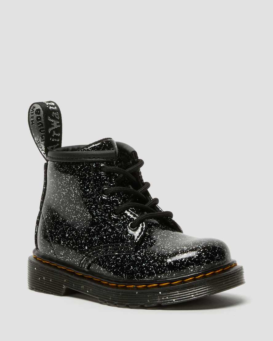 botas casuales negras dr martens 1460 glitter para niños