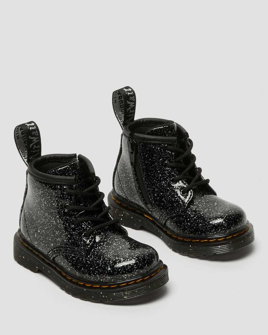 botas casuales negras dr martens 1460 glitter para niños