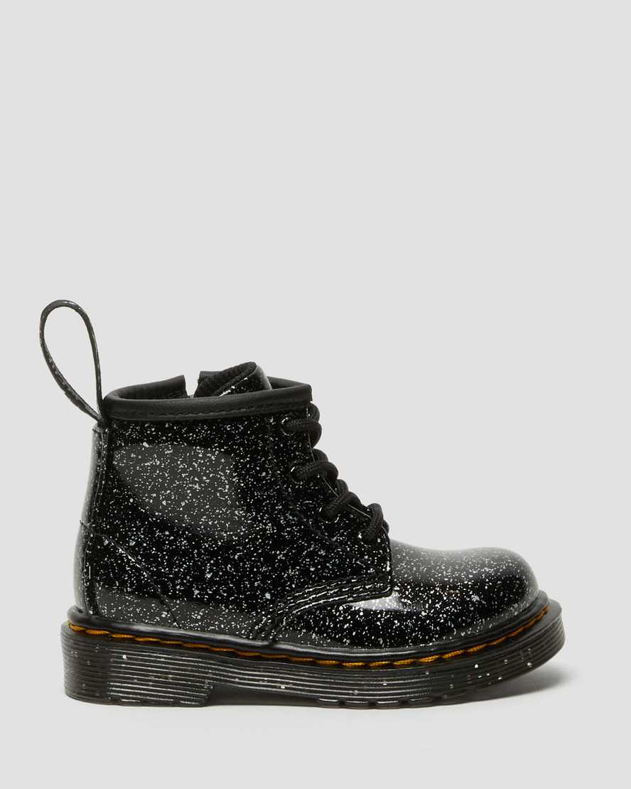 botas casuales negras dr martens 1460 glitter para niños