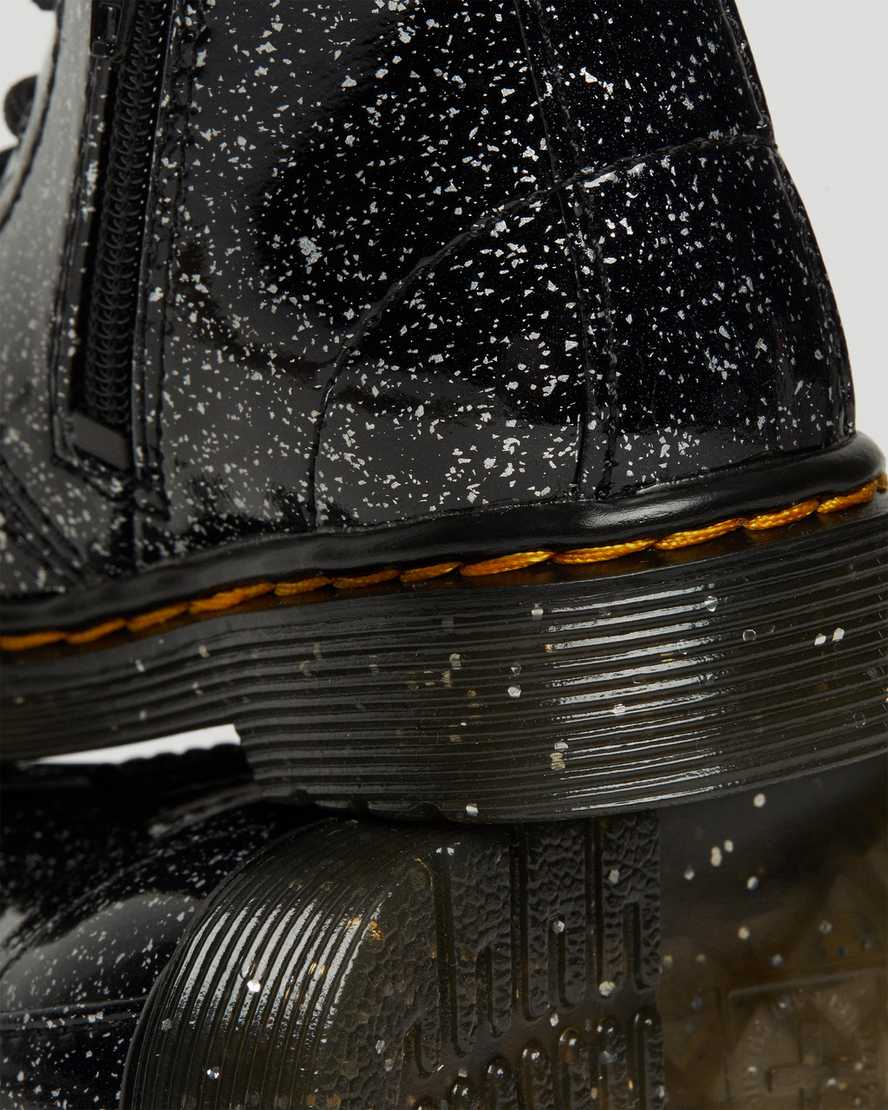 botas casuales negras dr martens 1460 glitter para niños
