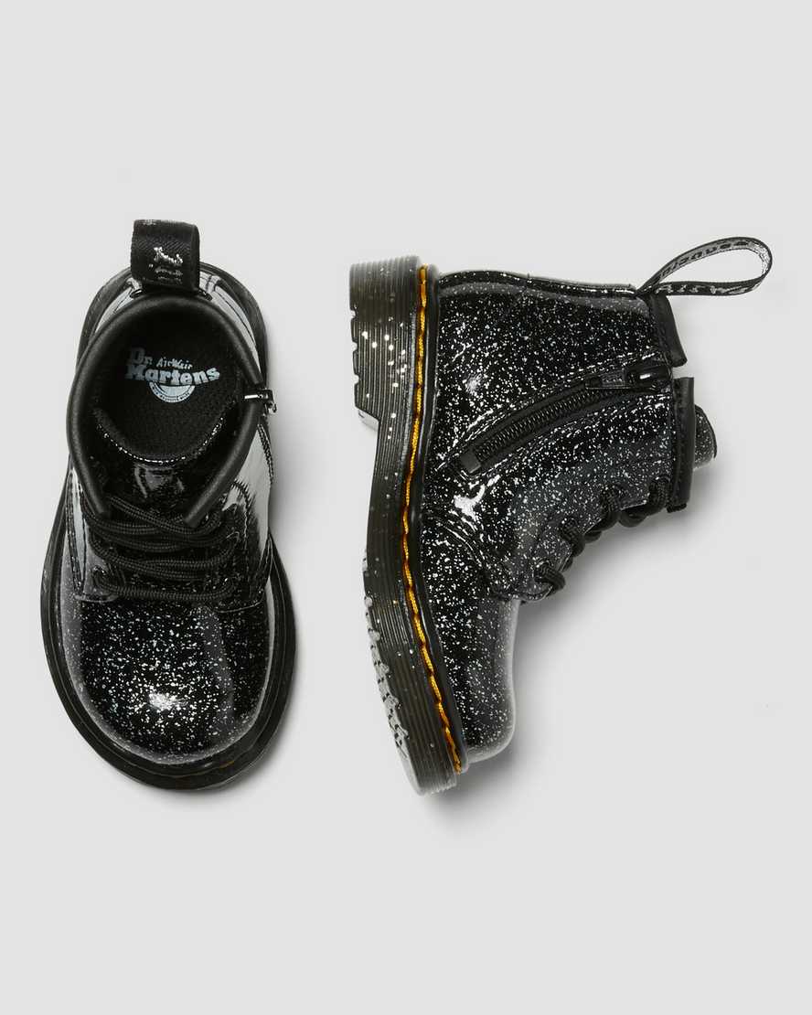 botas casuales negras dr martens 1460 glitter para niños