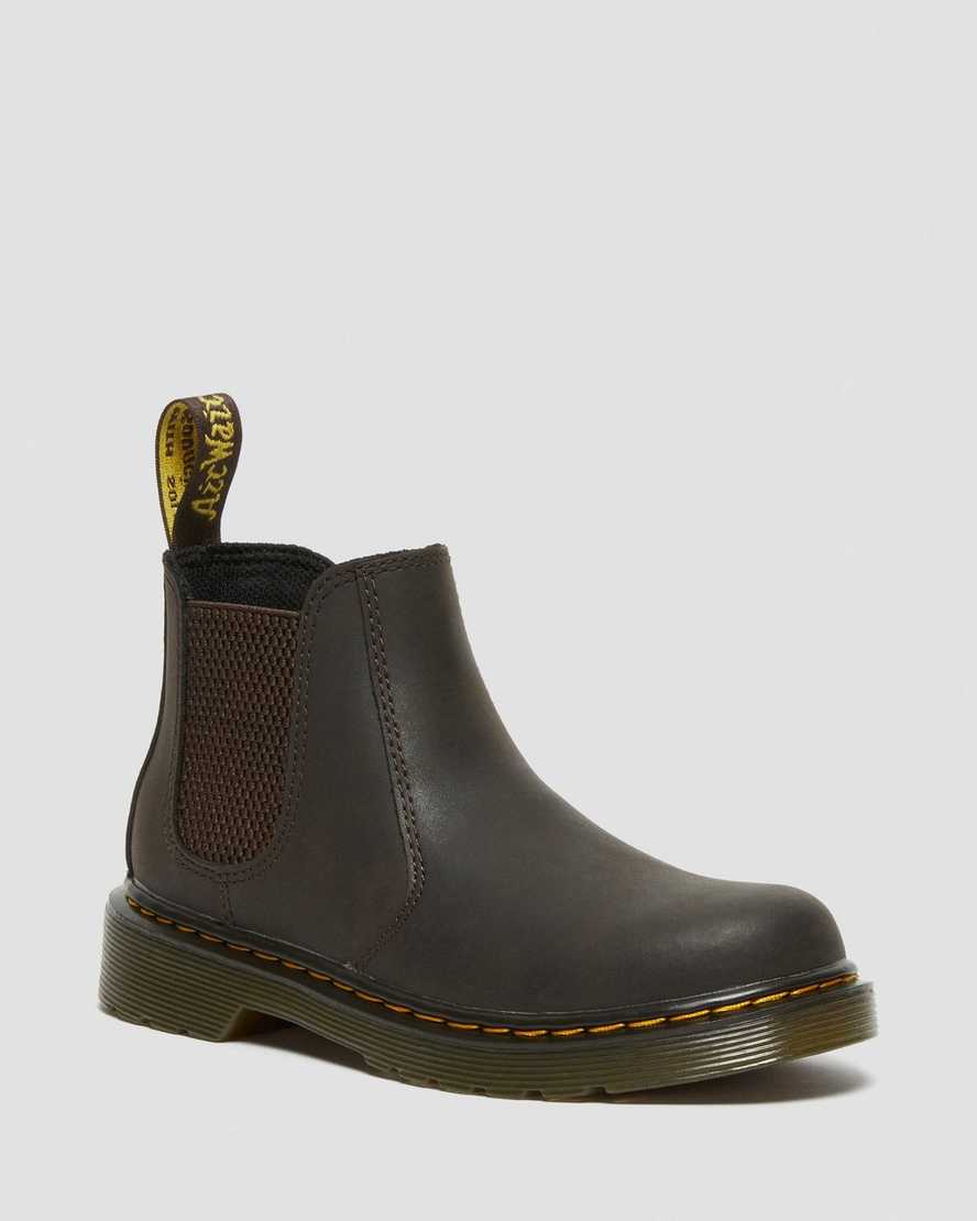 botas chelsea dr martens 2976 wildhorse para niños en marrón oscuro
