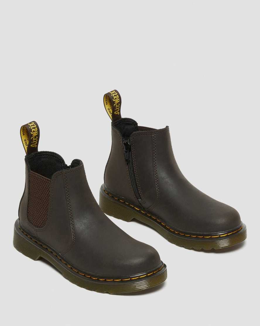 botas chelsea dr martens 2976 wildhorse para niños en marrón oscuro