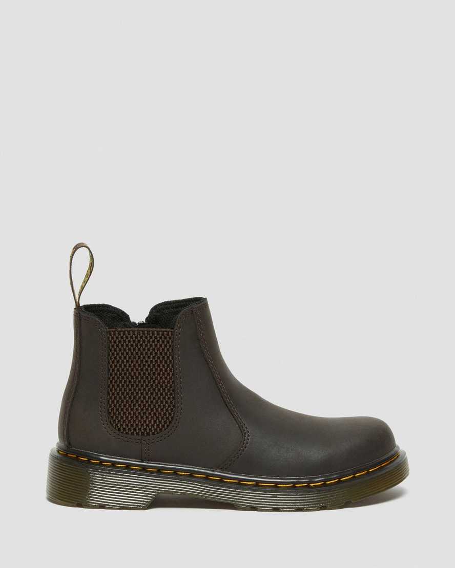 botas chelsea dr martens 2976 wildhorse para niños en marrón oscuro