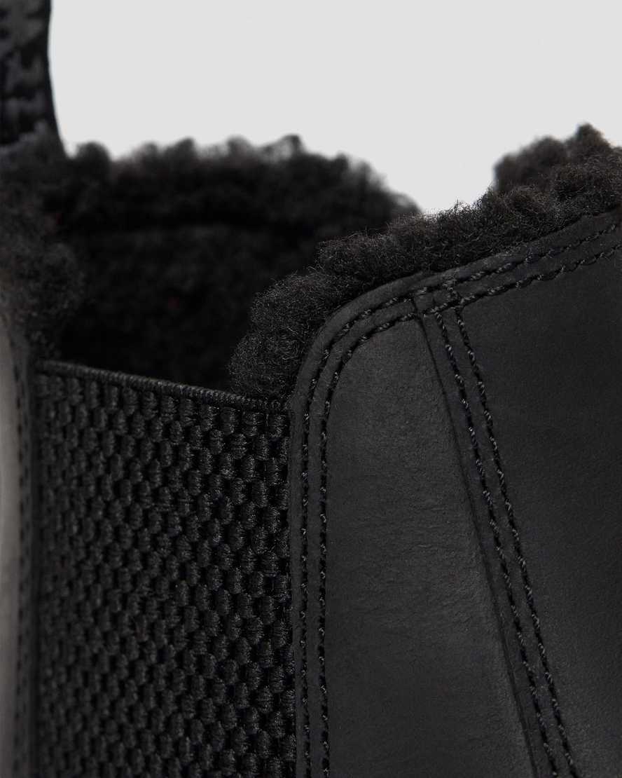 botas chelsea negras dr martens 2976 con forro de piel sintética para niños