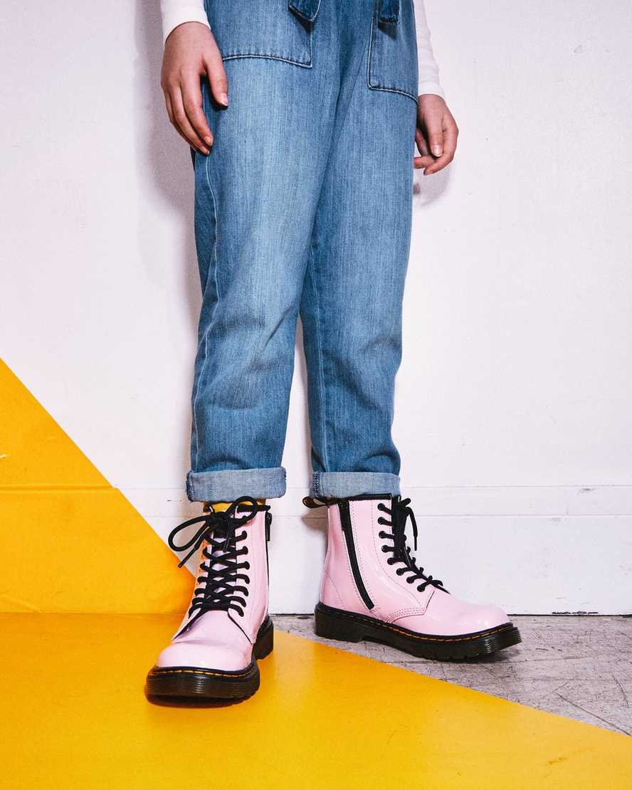 botas con cordones dr martens 1460 patent para niños en color rosa