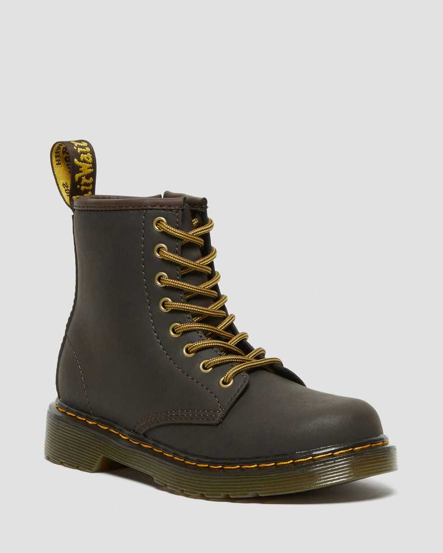 botas con cordones dr martens 1460 wildhorse para niños en marrón oscuro