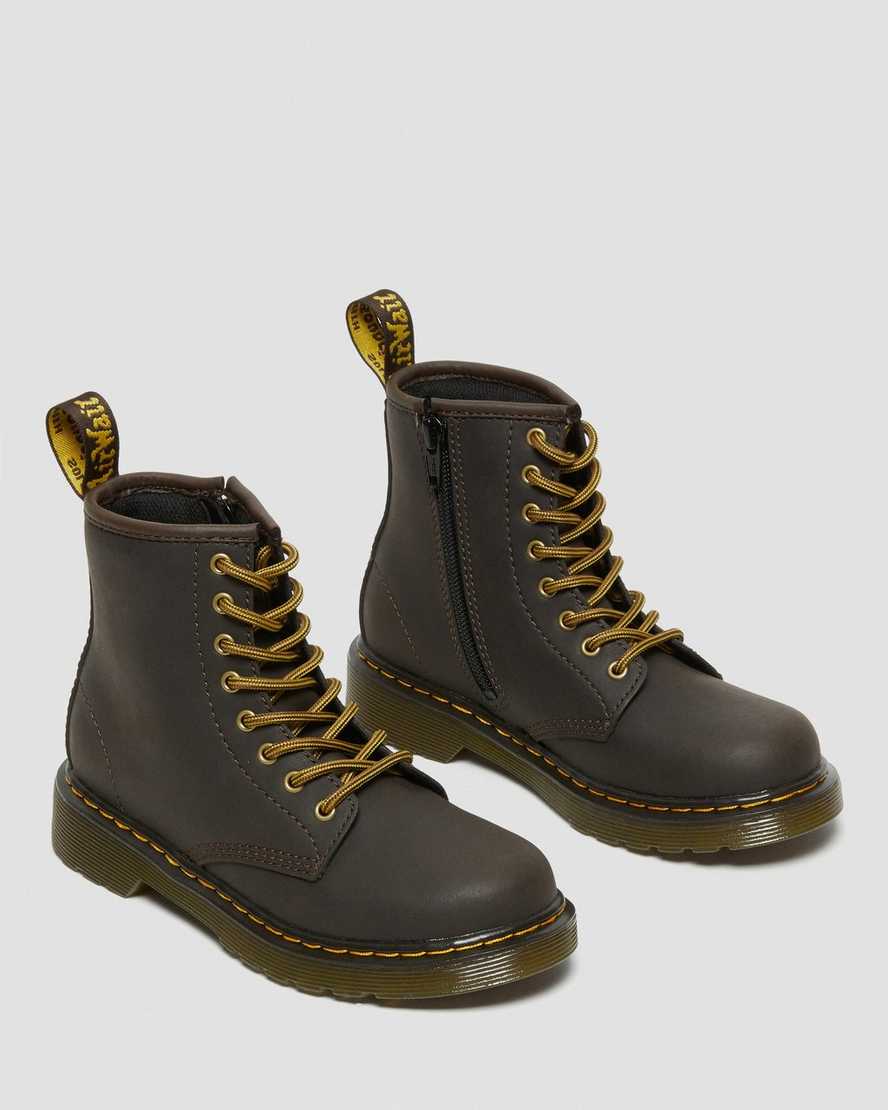 botas con cordones dr martens 1460 wildhorse para niños en marrón oscuro