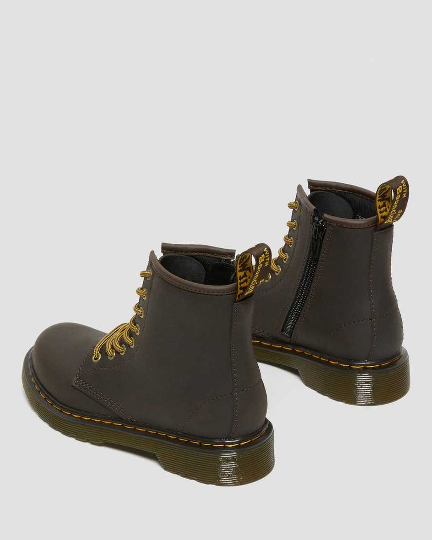 botas con cordones dr martens 1460 wildhorse para niños en marrón oscuro