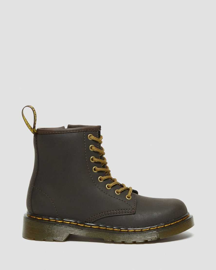 botas con cordones dr martens 1460 wildhorse para niños en marrón oscuro