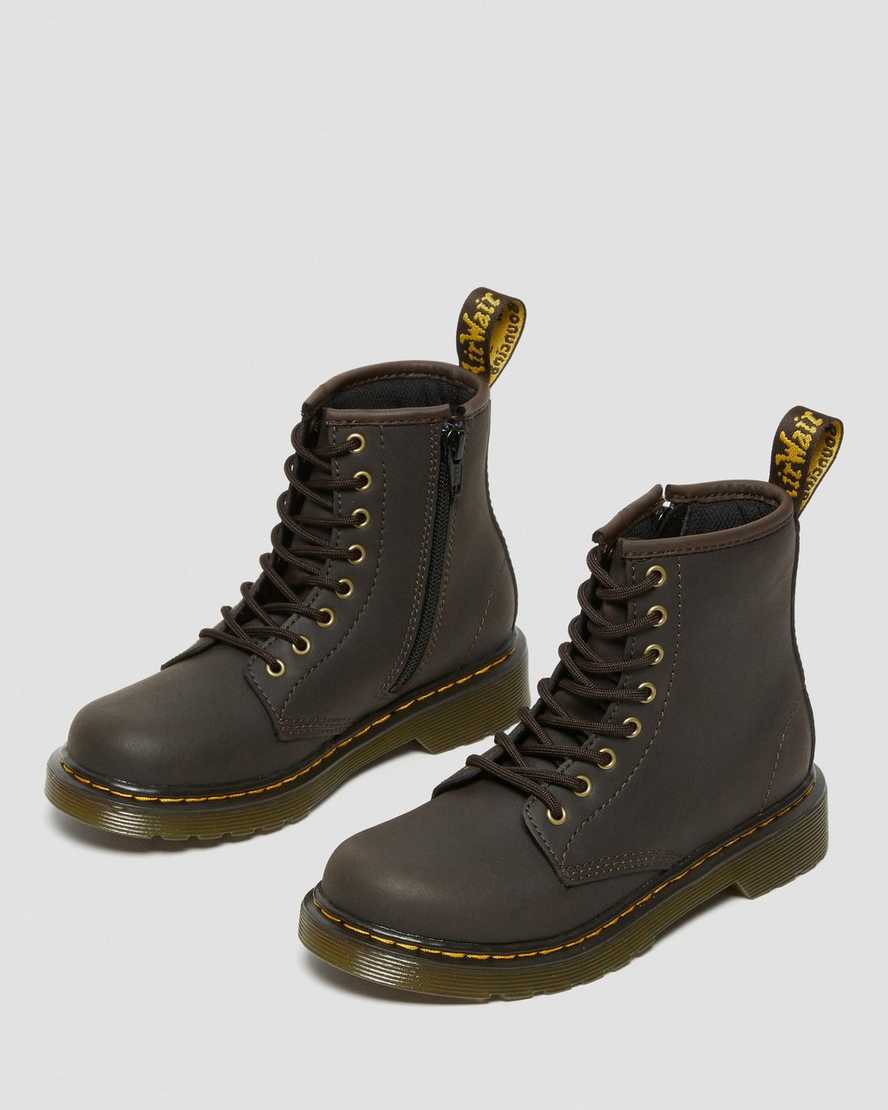 botas con cordones dr martens 1460 wildhorse para niños en marrón oscuro