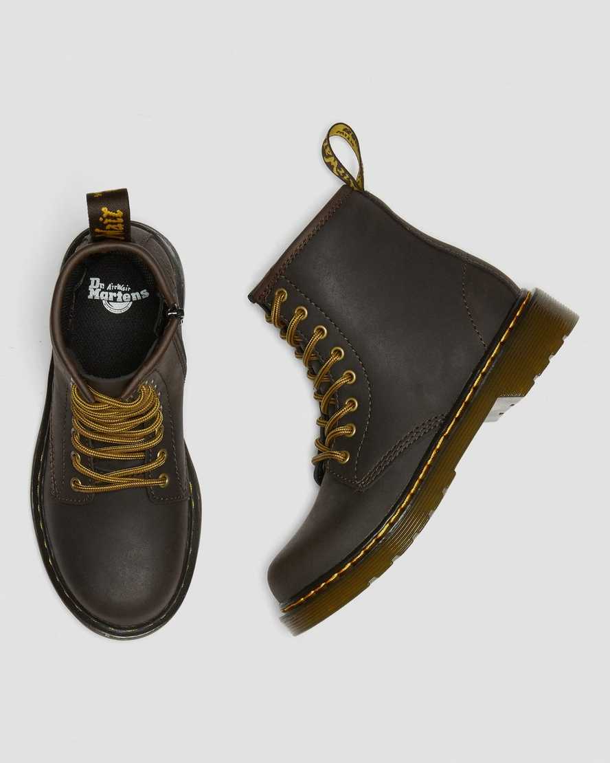 botas con cordones dr martens 1460 wildhorse para niños en marrón oscuro