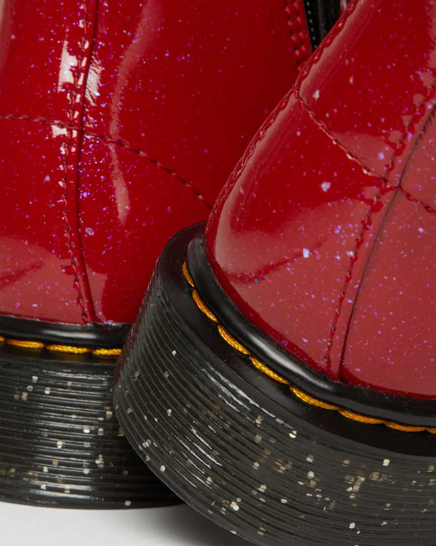 botas con cordones dr martens 1460 glitter para niños en rojo