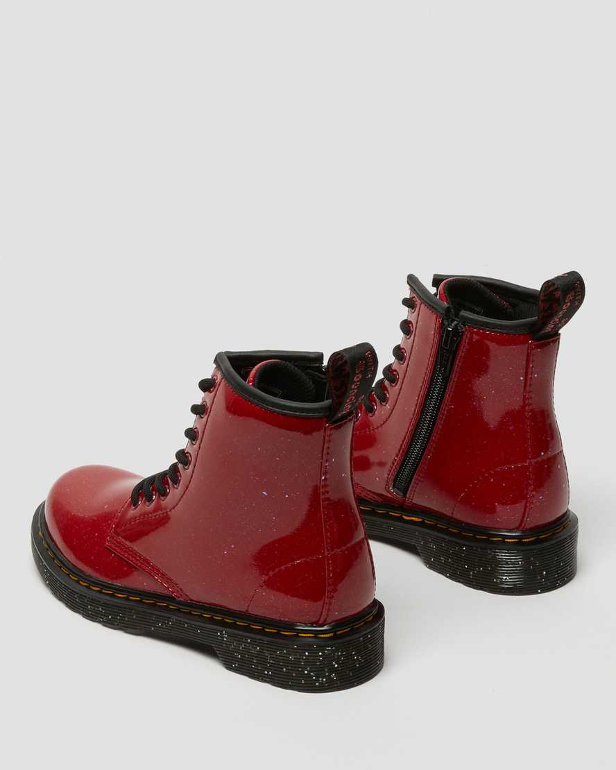 botas con cordones dr martens 1460 glitter para niños en rojo