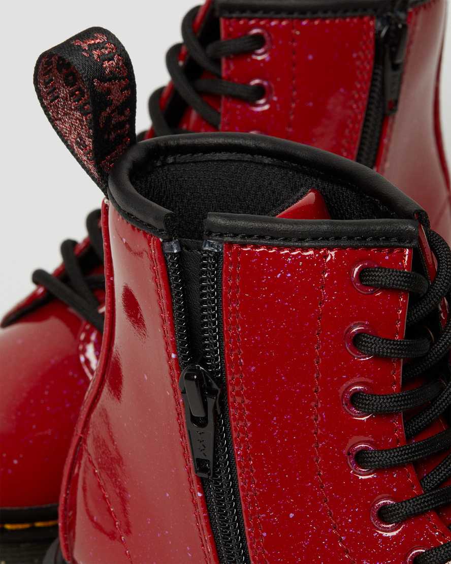 botas con cordones dr martens 1460 glitter para niños en rojo