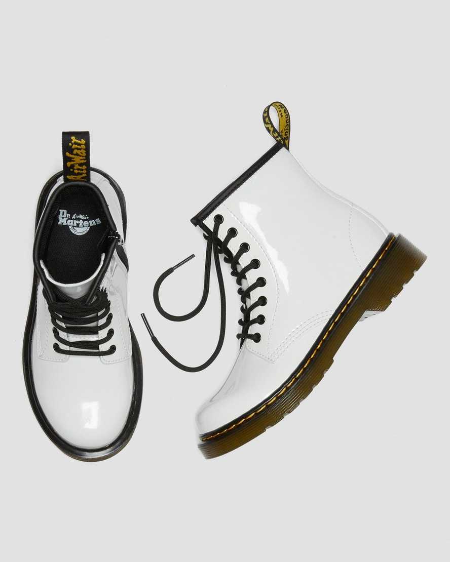 botas con cordones dr martens 1460 patent para niños en color blanco