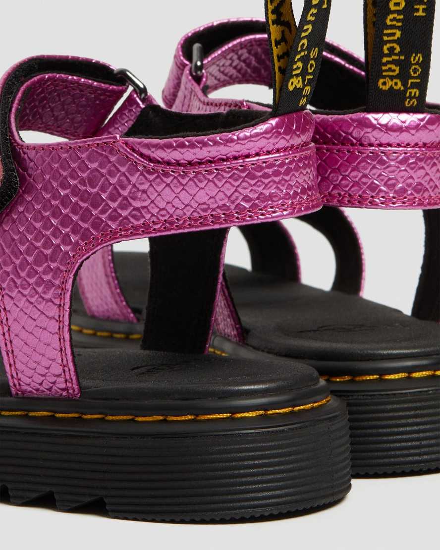 sandalias rosas con tiras en relieve de reptil dr martens klaire para niños