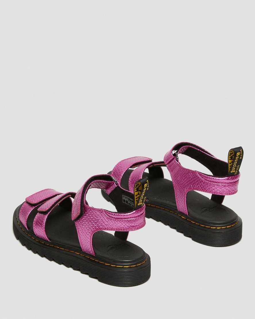sandalias rosas con tiras en relieve de reptil dr martens klaire para niños