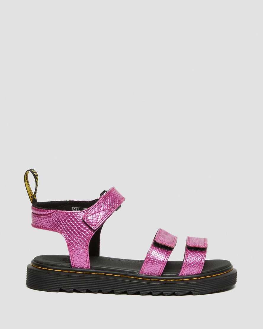 sandalias rosas con tiras en relieve de reptil dr martens klaire para niños