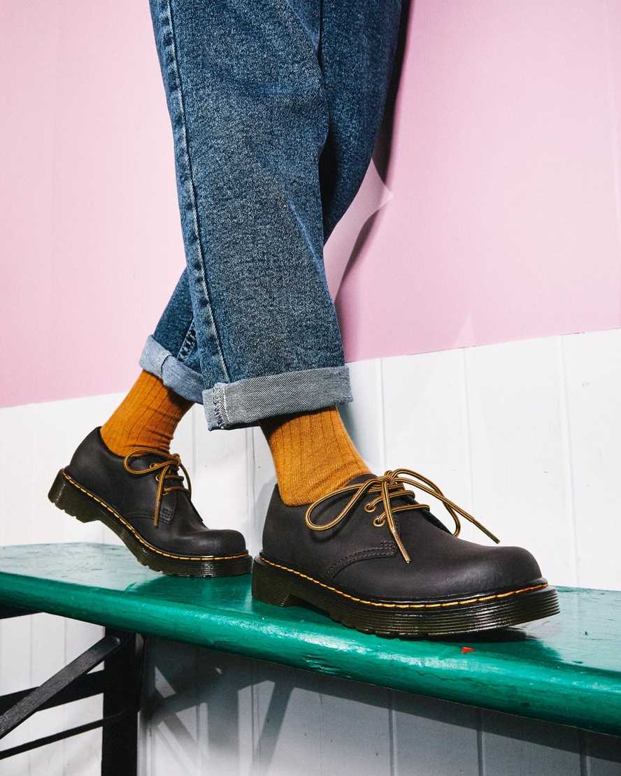 zapatos dr martens 1461 wildhorse para niños en marrón oscuro