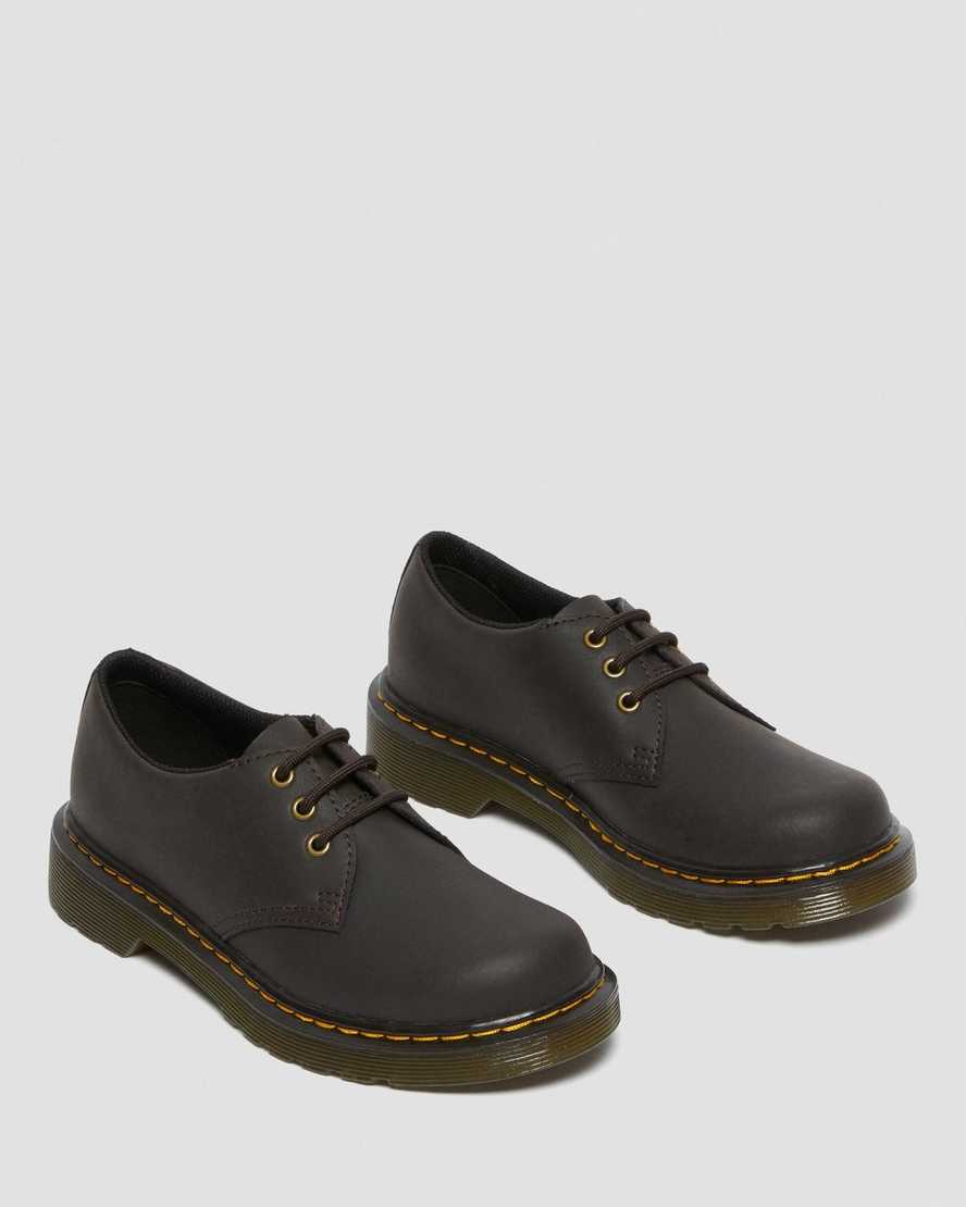 zapatos dr martens 1461 wildhorse para niños en marrón oscuro