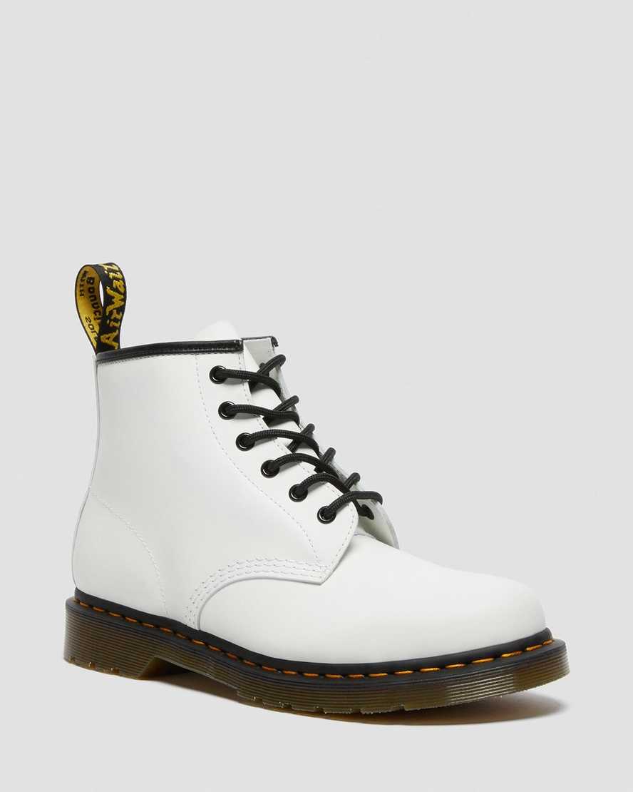 botines blancos dr martens 101 con puntadas amarillas y suaves para hombre