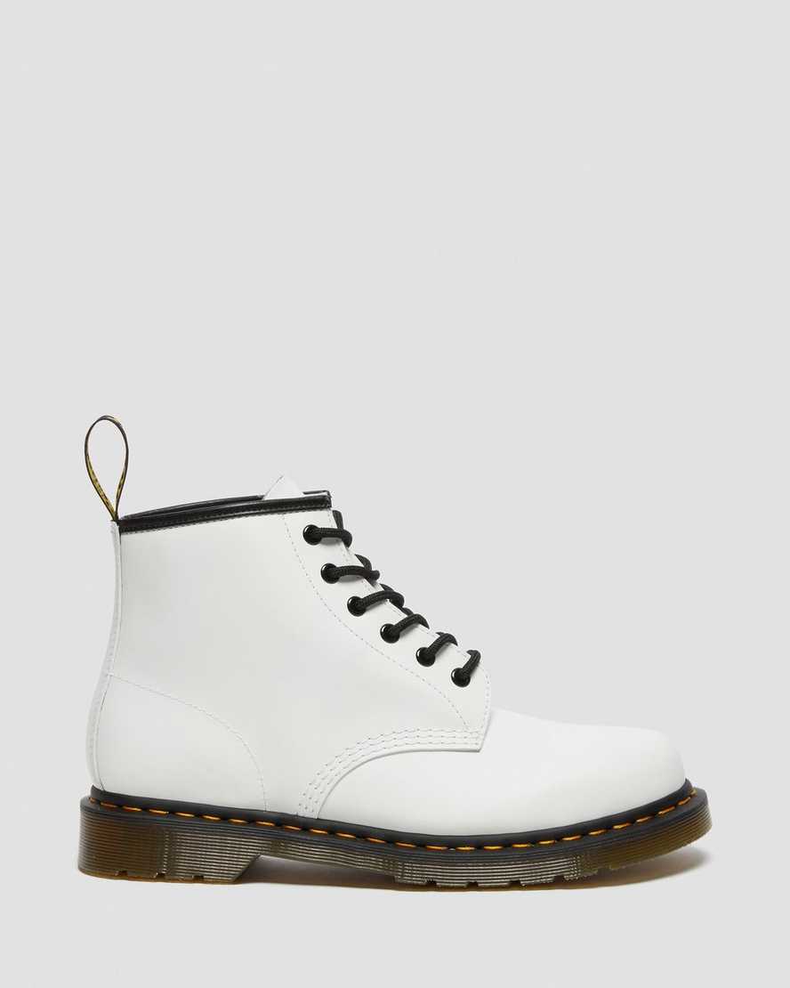 botines blancos dr martens 101 con puntadas amarillas y suaves para hombre