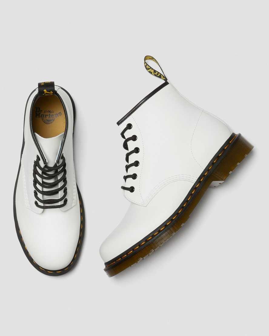 botines blancos dr martens 101 con puntadas amarillas y suaves para hombre