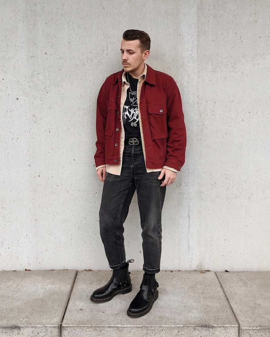 botas negras con hebilla dr martens wincox smooth para hombre
