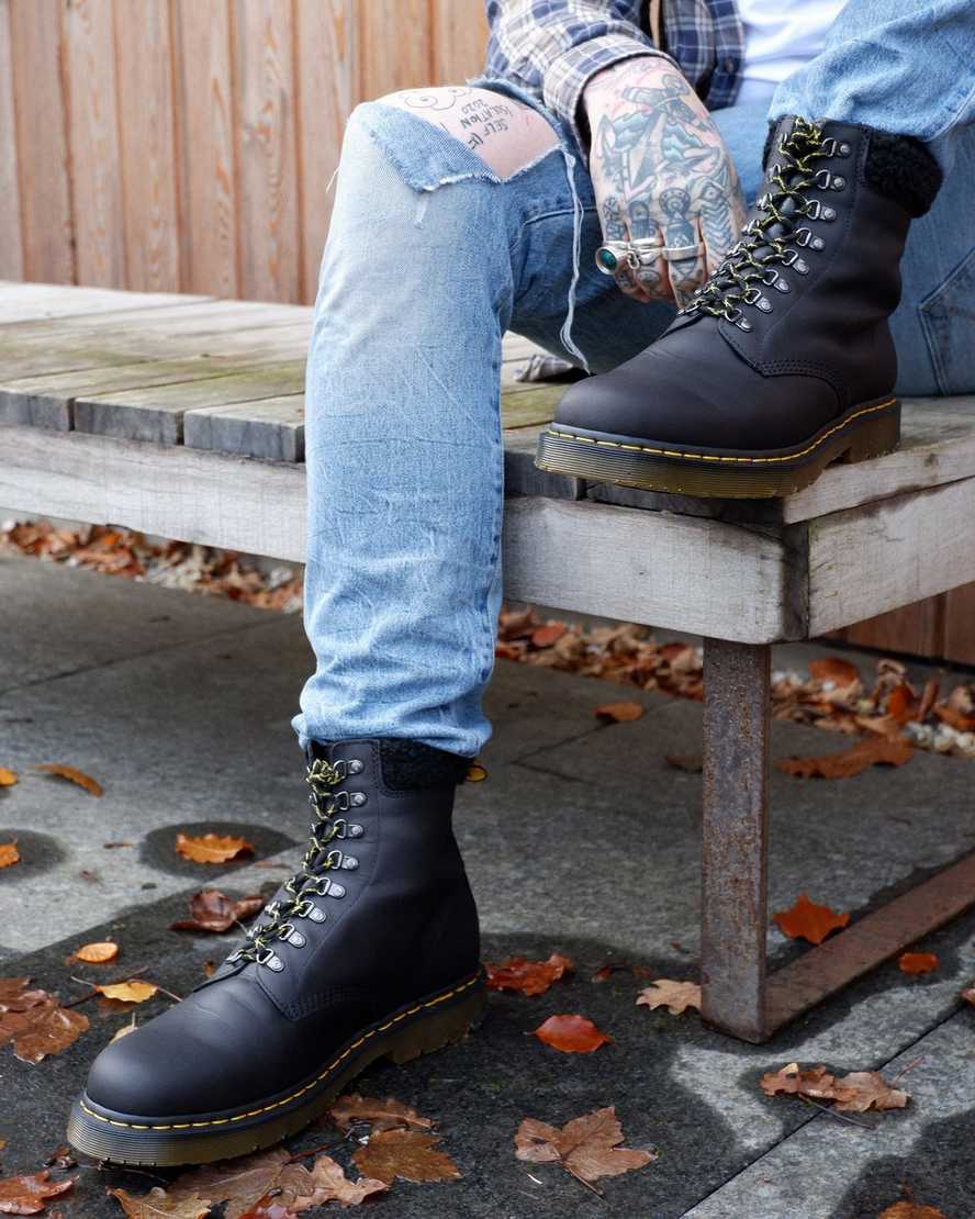 botas casuales negras dr martens 1460 dms wintergrip fleece para hombre
