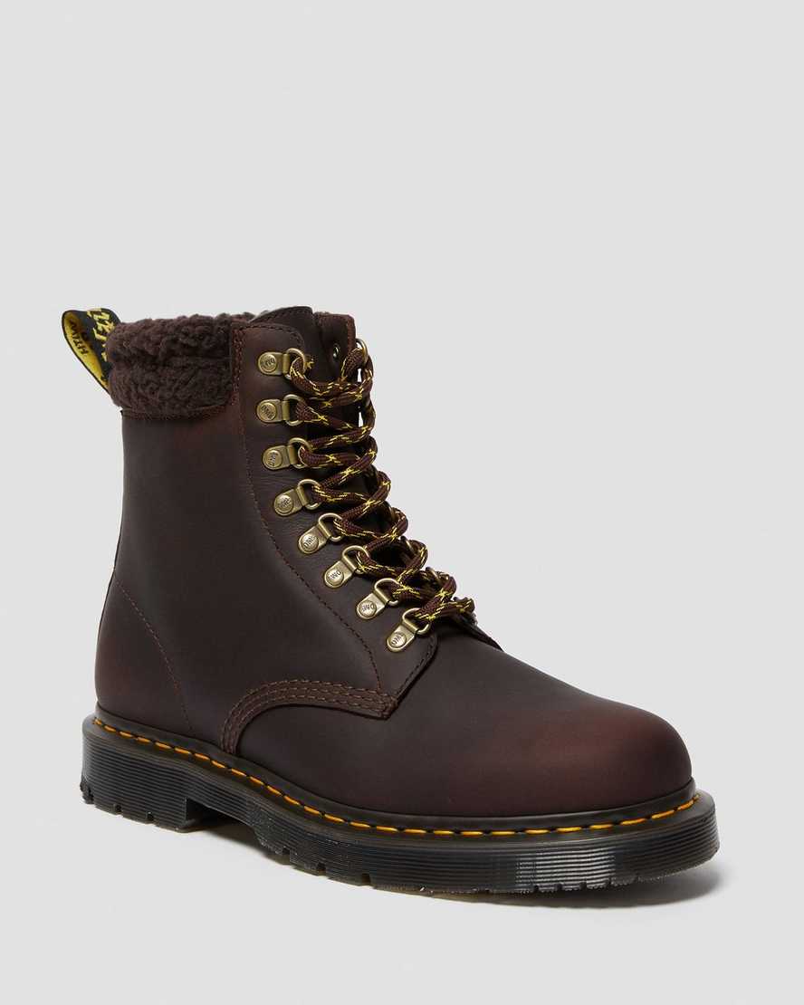 botas casuales de forro polar dr martens 1460 dms wintergrip para hombre en marrón oscuro