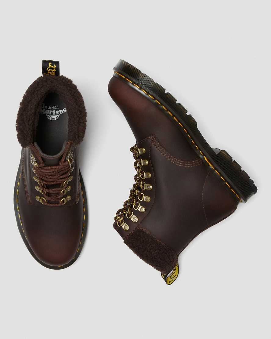 botas casuales de forro polar dr martens 1460 dms wintergrip para hombre en marrón oscuro