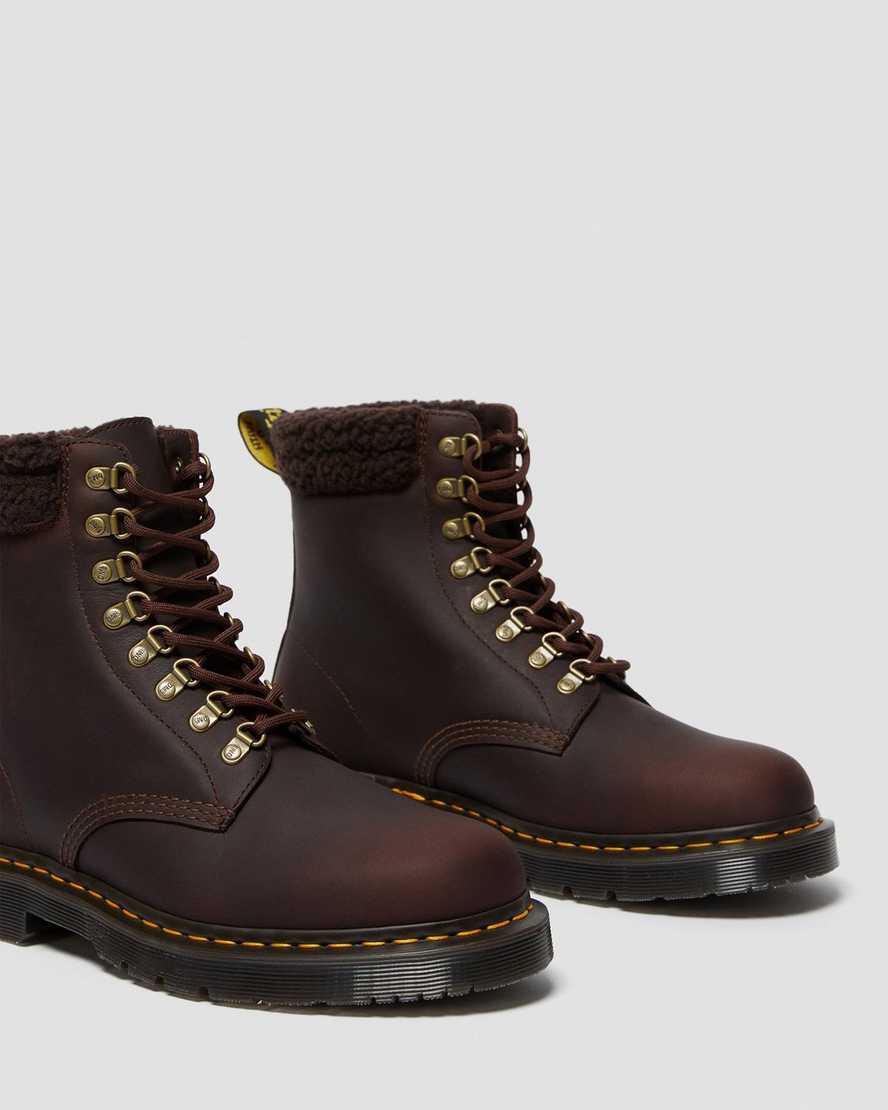 botas casuales de forro polar dr martens 1460 dms wintergrip para hombre en marrón oscuro