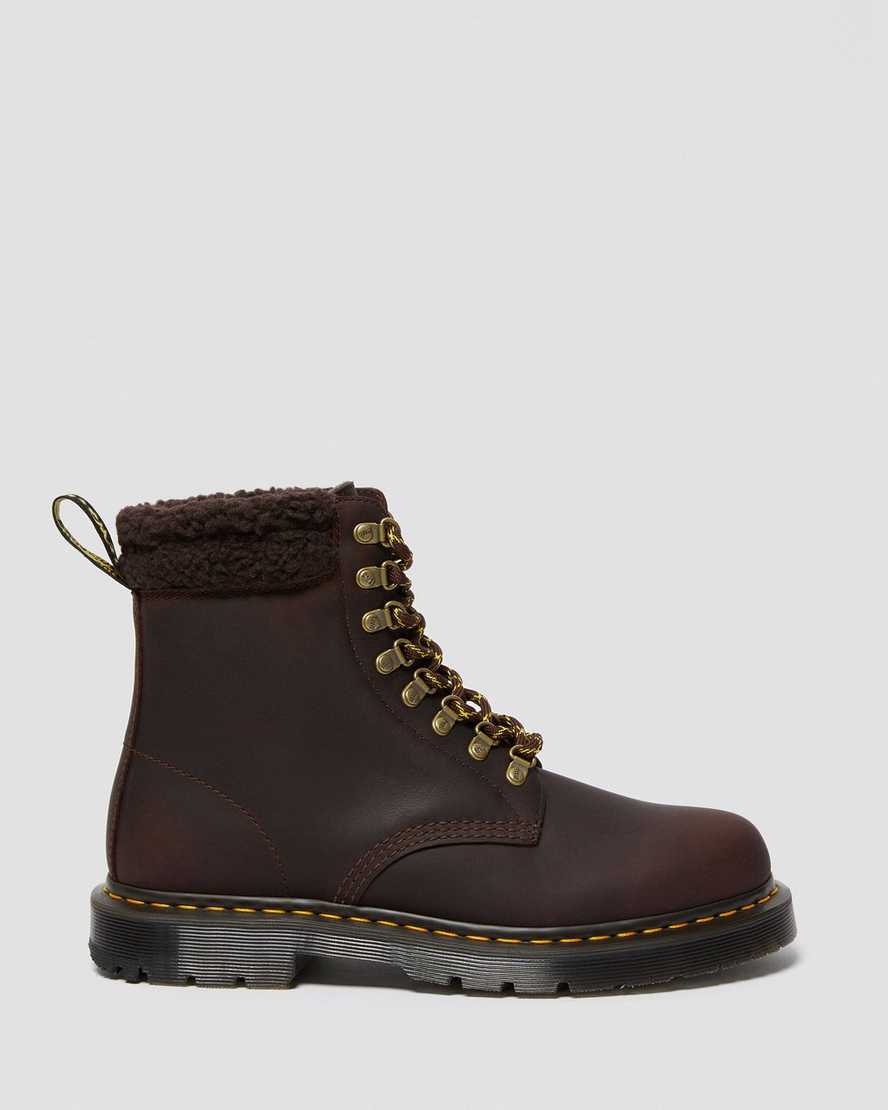 botas casuales de forro polar dr martens 1460 dms wintergrip para hombre en marrón oscuro