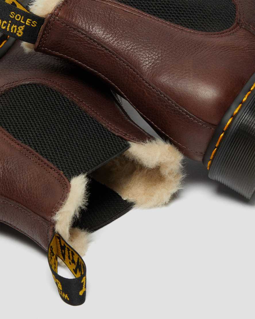 botas chelsea dr martens 2976 marrones con forro de piel sintética para hombre