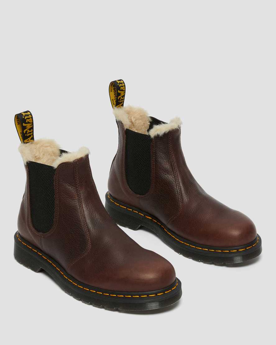 botas chelsea dr martens 2976 marrones con forro de piel sintética para hombre