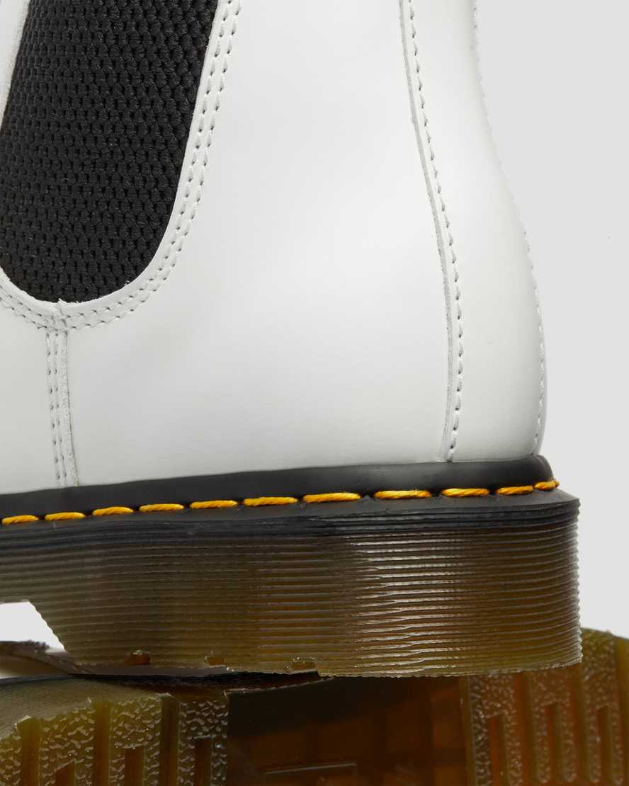 botas chelsea blancas dr martens 2976 con puntadas amarillas y lisas para hombre