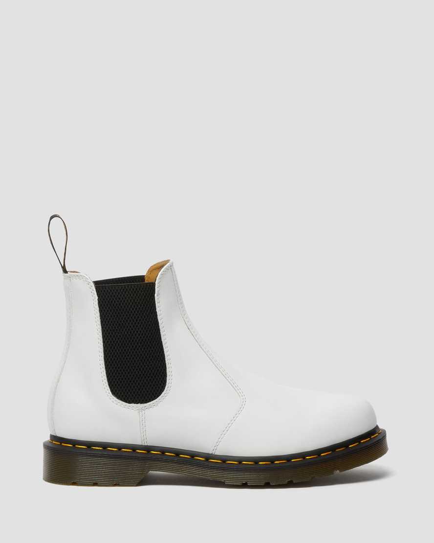 botas chelsea blancas dr martens 2976 con puntadas amarillas y lisas para hombre