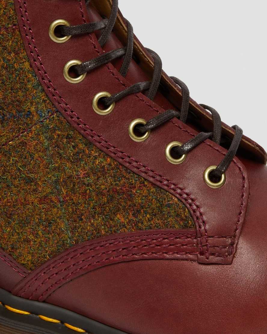 botas con cordones dr martens 1460 harris tweed para hombre en color burdeos