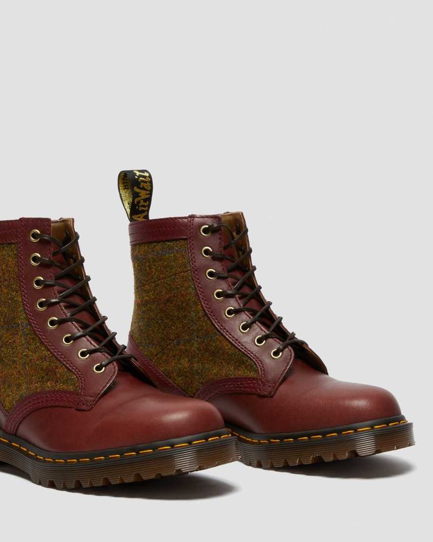 botas con cordones dr martens 1460 harris tweed para hombre en color burdeos