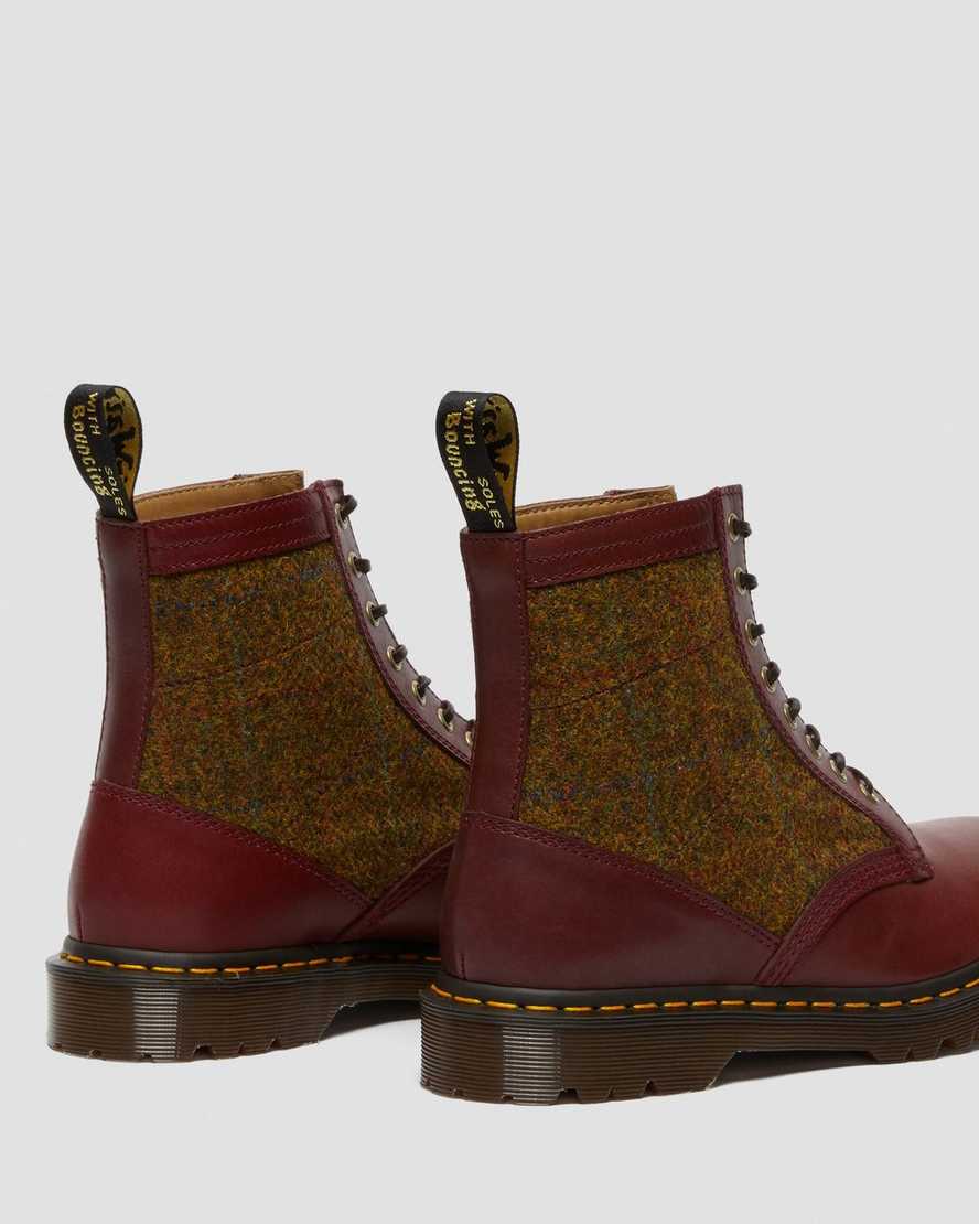 botas con cordones dr martens 1460 harris tweed para hombre en color burdeos