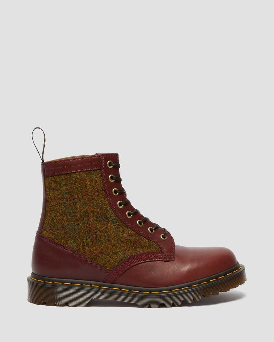 botas con cordones dr martens 1460 harris tweed para hombre en color burdeos