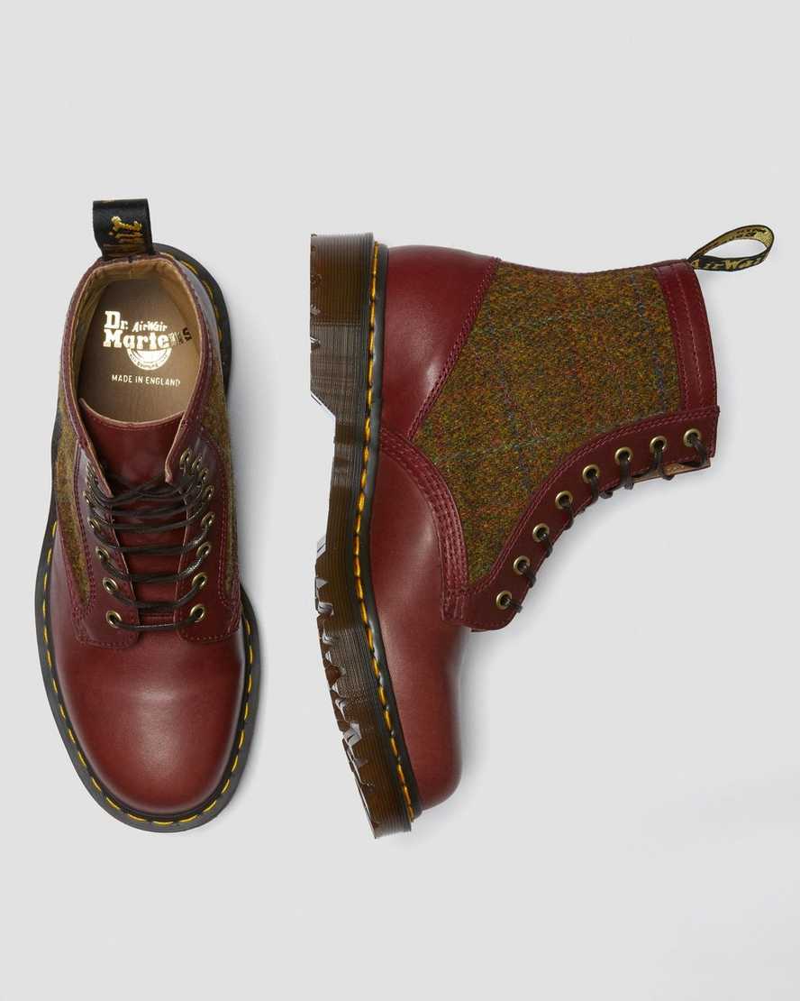 botas con cordones dr martens 1460 harris tweed para hombre en color burdeos