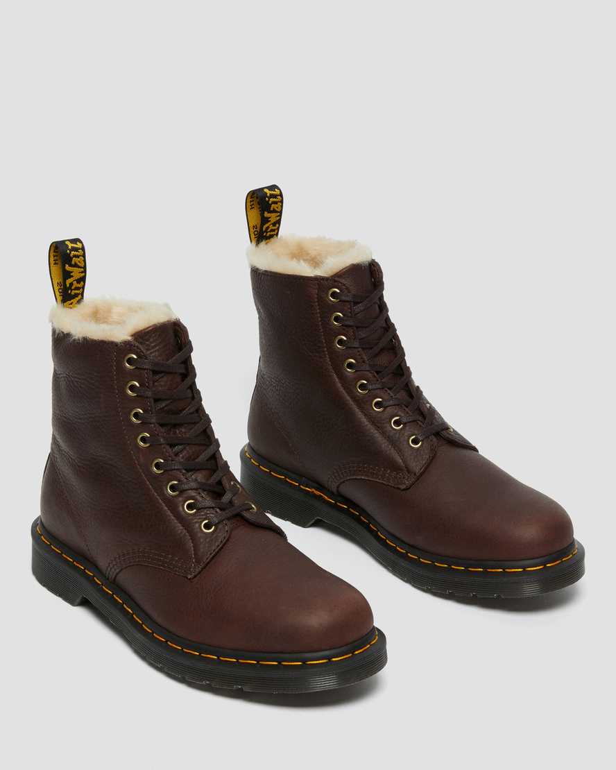 botas dr martens 1460 pascal de piel sintética marrón con forro para hombre