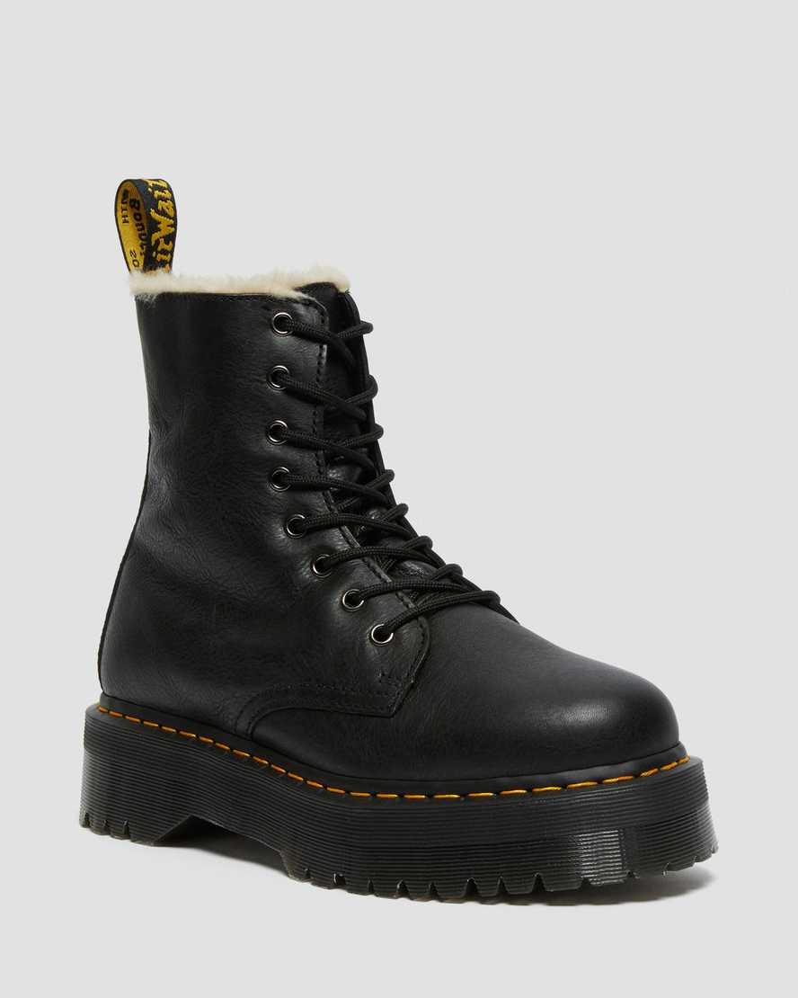 botas de plataforma negras dr martens jadon con forro de piel sintética para hombre