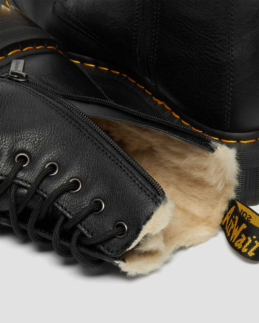 botas de plataforma negras dr martens jadon con forro de piel sintética para hombre